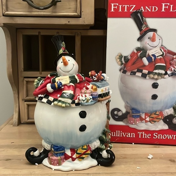 Fitz & Floyd “Sullivan the Snowman” Cookie Jar - Picture 1 of 10